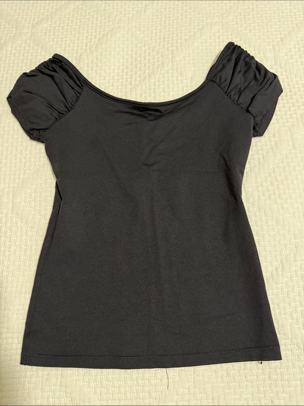 Women’s Black Puff Sleeve Scoop Neck Dance Tee